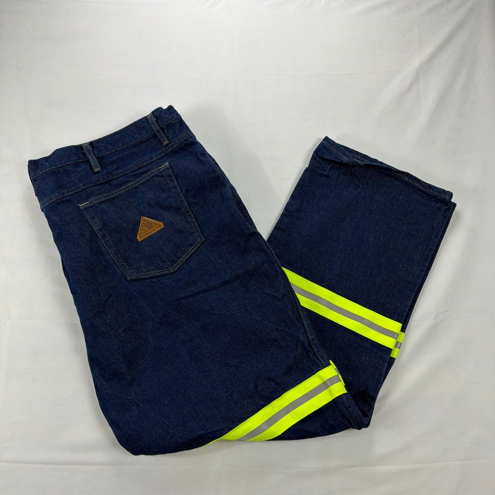 Bulwark FR‎ Flame Resistant Reflective Tape Work Jeans 54x31.5 Navy Blue Denim